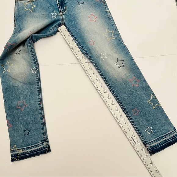 Gap Kids Star Printed Super Skinny Ankle Denim Jeans Light Wash Raw Hems Sz 10 - Picture 8 of 14